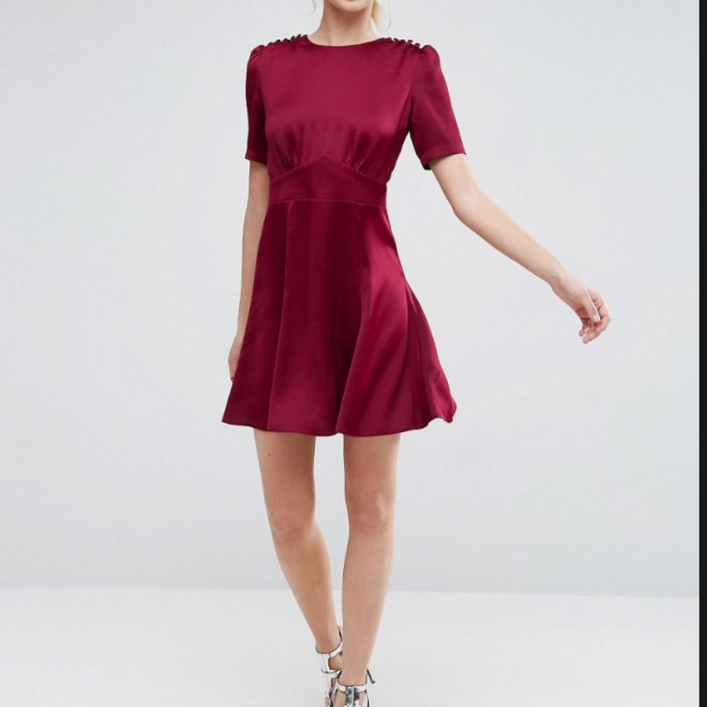 ASOS Satin Tea Dress with Rouleau Buttons